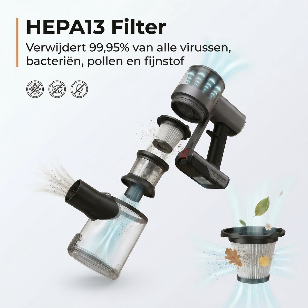Zedar S600+ Steelstofzuiger draadloos met 4 verschillende opzetstukken - Draadloze stofzuiger - zonder zak op accu- Vacuum cleaner — afbeelding 5
