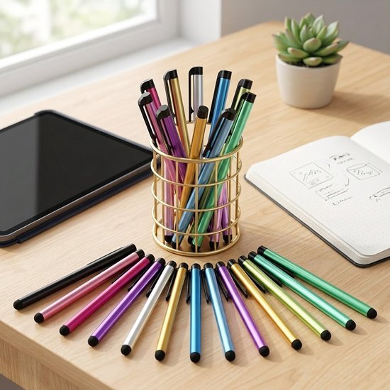 Multicolor touchscreen pen stylus pen set 25 stuks dames heren met clip en rubber tip geschikt voor iPhone 16/15/14/13/Pro Max, Samsung S23/S22 5G, iPad Air Pro Mini, Tabletten — afbeelding 2