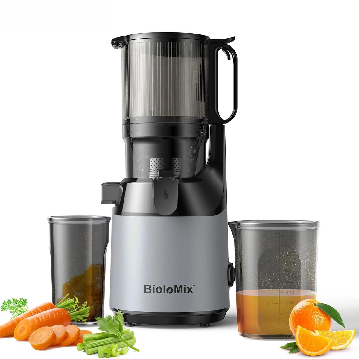 Delightness Slowjuicer - Sapcentrifuge - Koudpers Juicer - Fruitpers - Sapmachine - Keuken - Mixer - 1,8L - BPA Vrij - Zwart