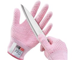 Snijbestendige handschoenen Level 5 - Touchscreen - Anti-snij keuken-/werkhandschoenen met ananaspatroon (roze) | Voor glas, snijden & vis | One size | 23 x 9 cm | 1 paar