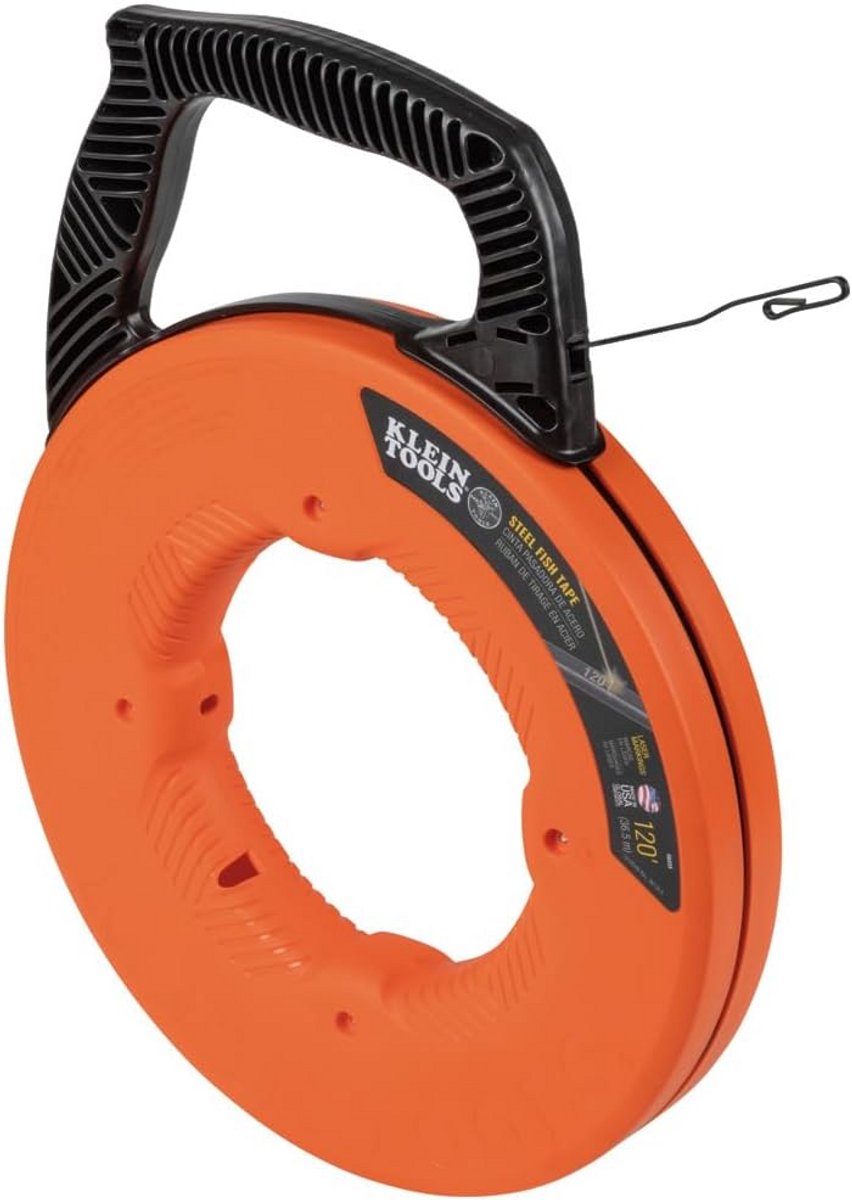 Stalen Kabeltrekker - Draad Trekker - Leiding Bedraden - Dubbele Lus Punt - 3mm bij 36 Meter - Oranje Zwart