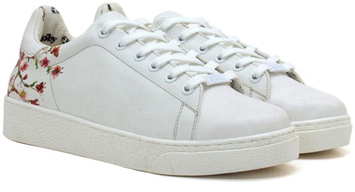 GOBY Dames Sneakers Bloemenprint Handgemaakt Vegan Leer