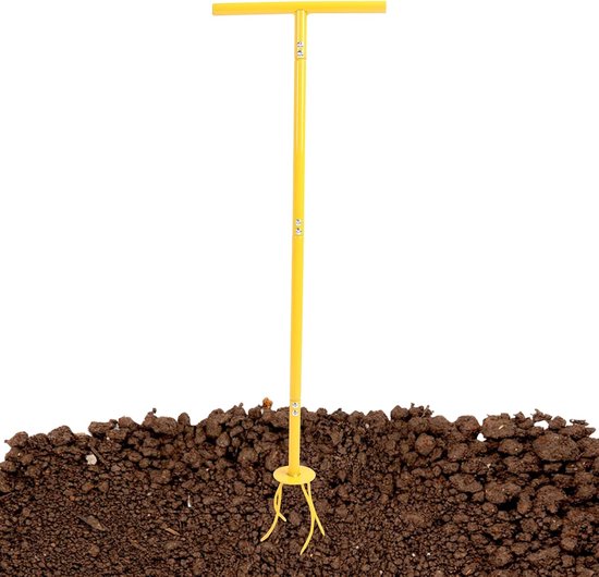 Handfrees Gereedschap - Bodemverluchter Tuin - Onkruid Verwijderen - Ergonomisch T-handvat - 94 cm Hoog - Grijs — afbeelding 5