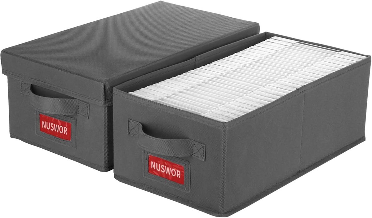 DVD Opbergdoos - DVD Organizer - Thuis Collectie - Stapelbaar Deksel - 40x20x15 cm - Grijs