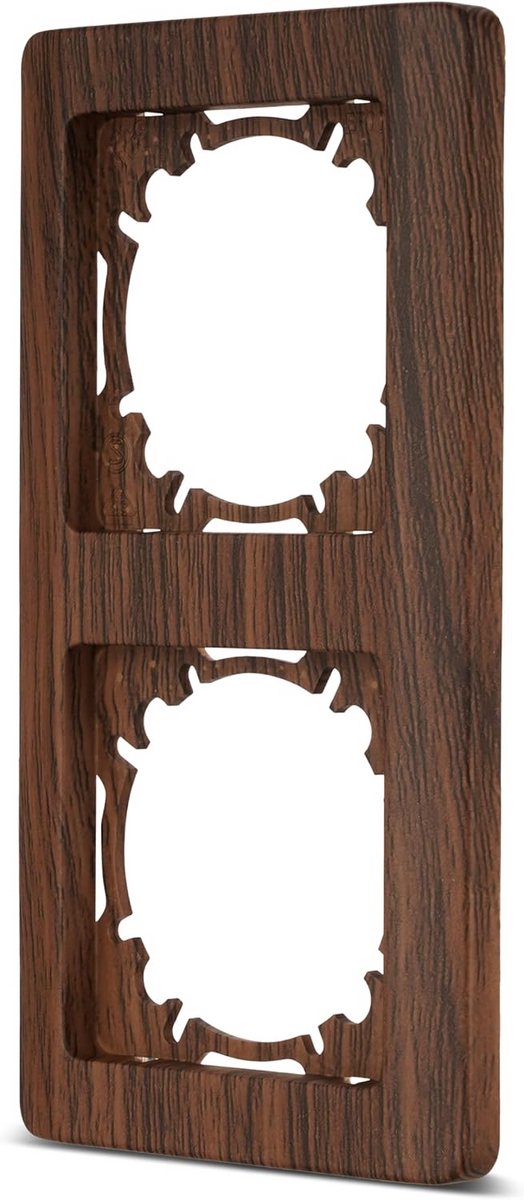 Schakelaar Frame - Wandpaneel - Inbouw Installatie - Verticaal Dubbel - 8x8x15 cm - Walnoot