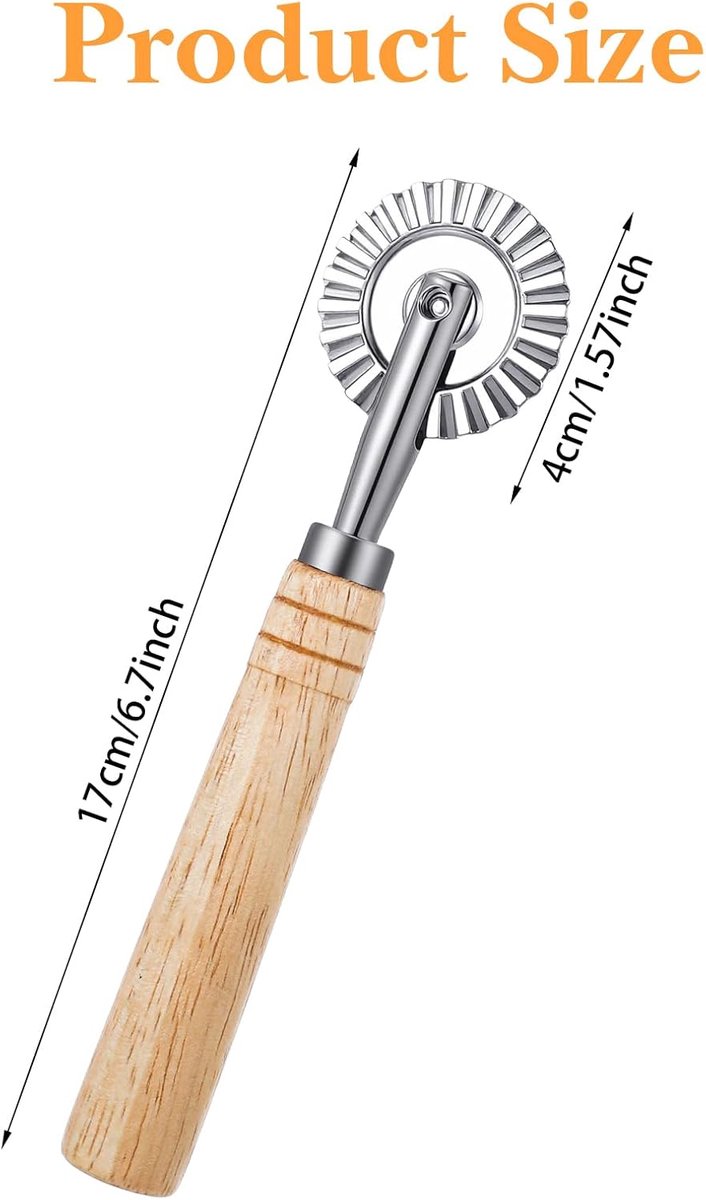 Pastasnijder Wiel - Deegsnijder Roller - Zelfgemaakte Pasta - Ergonomisch Handvat - 20 x 10 cm van Merkloos — afbeelding 5