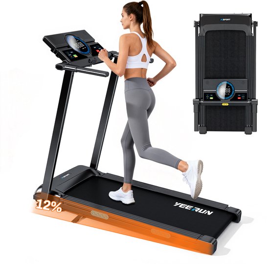 YEE RUN Elektrische Loopband - 1-8 km/u Snelheidsbereik - Met 12% Helling functie - 12 programma's - Treadmill voor thuis