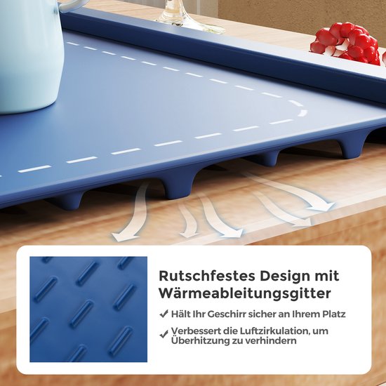 COSTWAY Elektrische warmtemat van siliconen voor levensmiddelen, oprolbare warmhoudplaat, voedselwarmer met automatische uitschakeling (3 temperatuurregeling van 60 °C - 100 °C, 1 H-4 uur timer, blauw — afbeelding 2