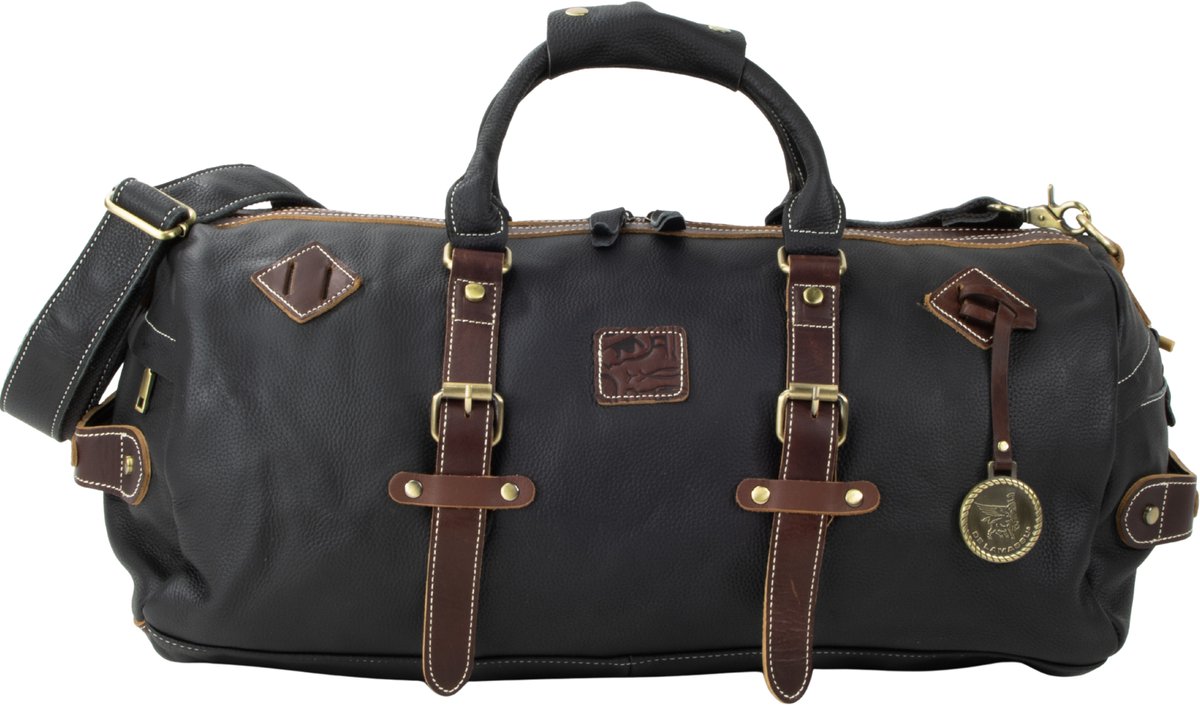 DE LAMASSU® Leren Reistas / Weekendtas – 32L – Sporttas & Handbagage – Luxe Duffel Bag met Schouderband – Zwart