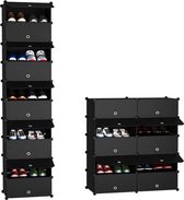 Bellettini® Schoenenkast - Schoenenrek Zwart - Schoenenkast met deuren - Verstelbaar - Voor 32 schoenen