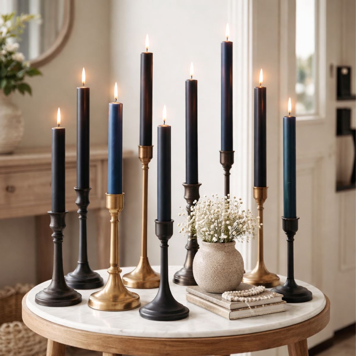 Arti Casa dinerkaarsen - set van 4 - zwart - ongeparfumeerd - brandduur tot 7 uur - hoogte 25,5 cm - ideaal voor diners en feestdagen - sfeervolle tafeldecoratie