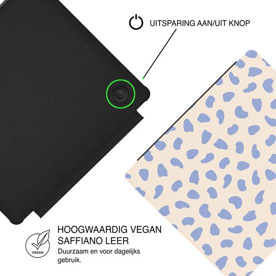 Lunso Geschikt voor Kobo Libra Colour hoesje (7 inch) - Vegan Saffiano Leren Sleep Cover - Azure Pebble van Merkloos — afbeelding 2