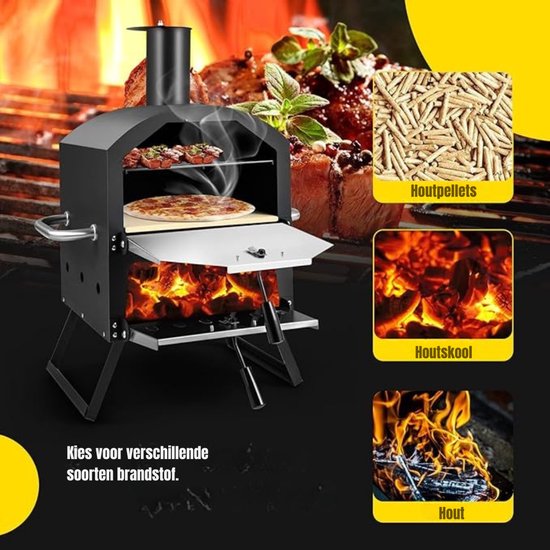 SVN® Pizza oven Buiten - Pizza oven Buiten - Pizza oven Buiten Gas - Zwart - 31cm x 54cm x 72cm — afbeelding 5