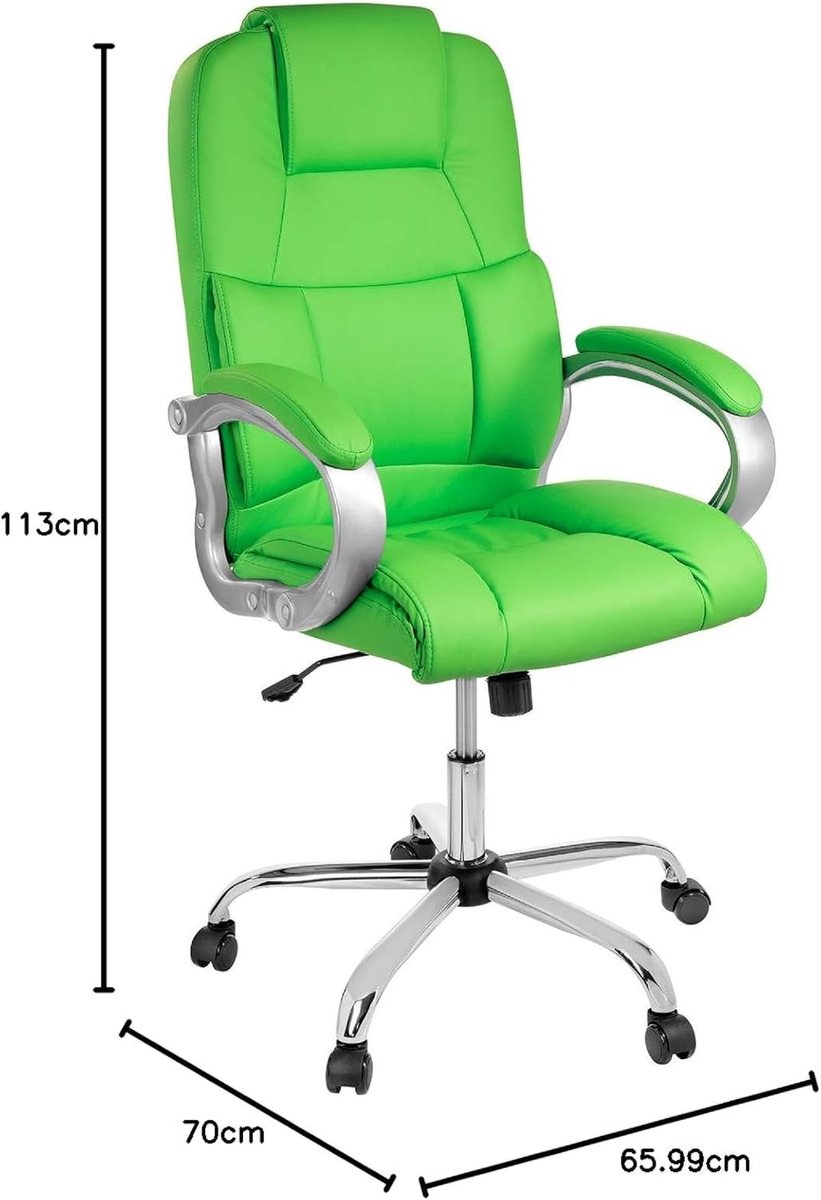 Bureaustoel XXL Casa Velluto Denver Premium – Ergonomische Directiestoel met Gecapitonneerde Zitting, Hoge Rugleuning, Geremde Zwenkwielen, Moderne Kunstleren Draaistoel, Belastbaar tot 210 kg – Groen