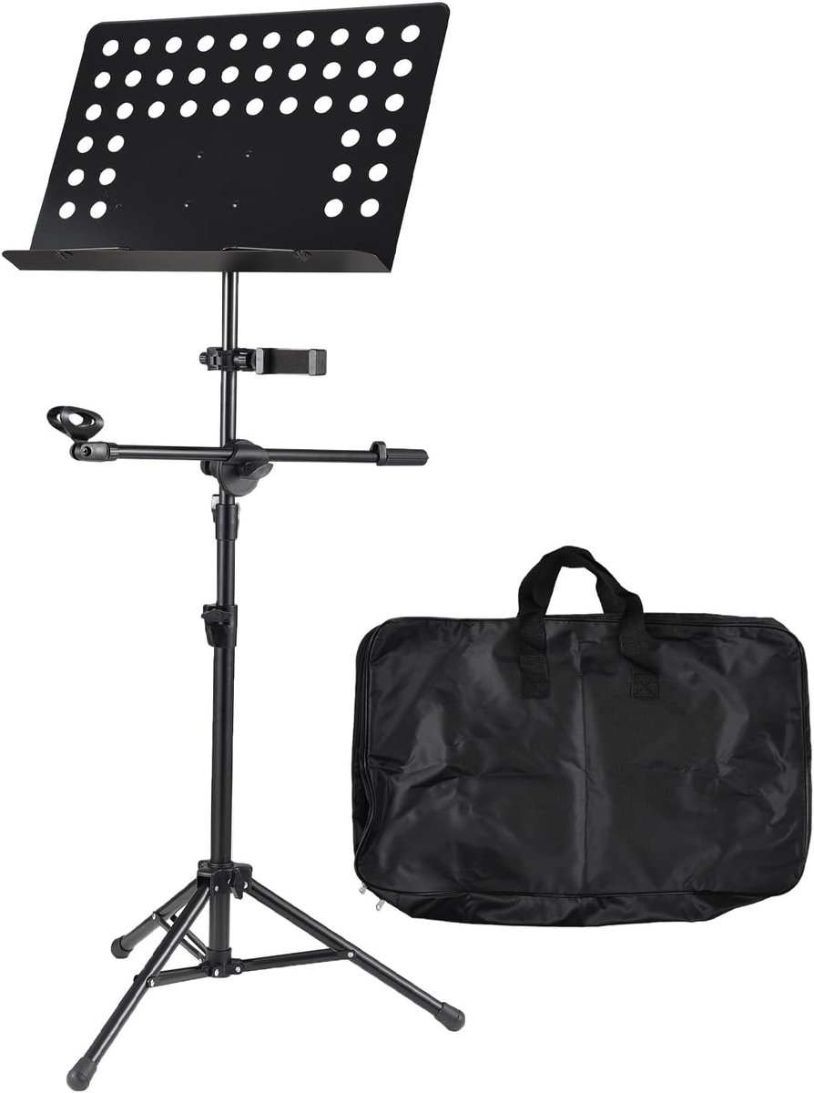 Muziekstandaard - Bladmuziek houder - Live optredens - Inclusief clips - 70-170 cm hoog