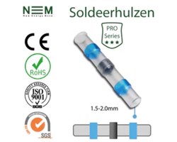 waterdichte Soldeerhulzen Blauw Geschikt voor kabels van 1.5-2.0mm