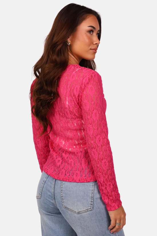 Kanten shirt met V-hals in wit | Witt