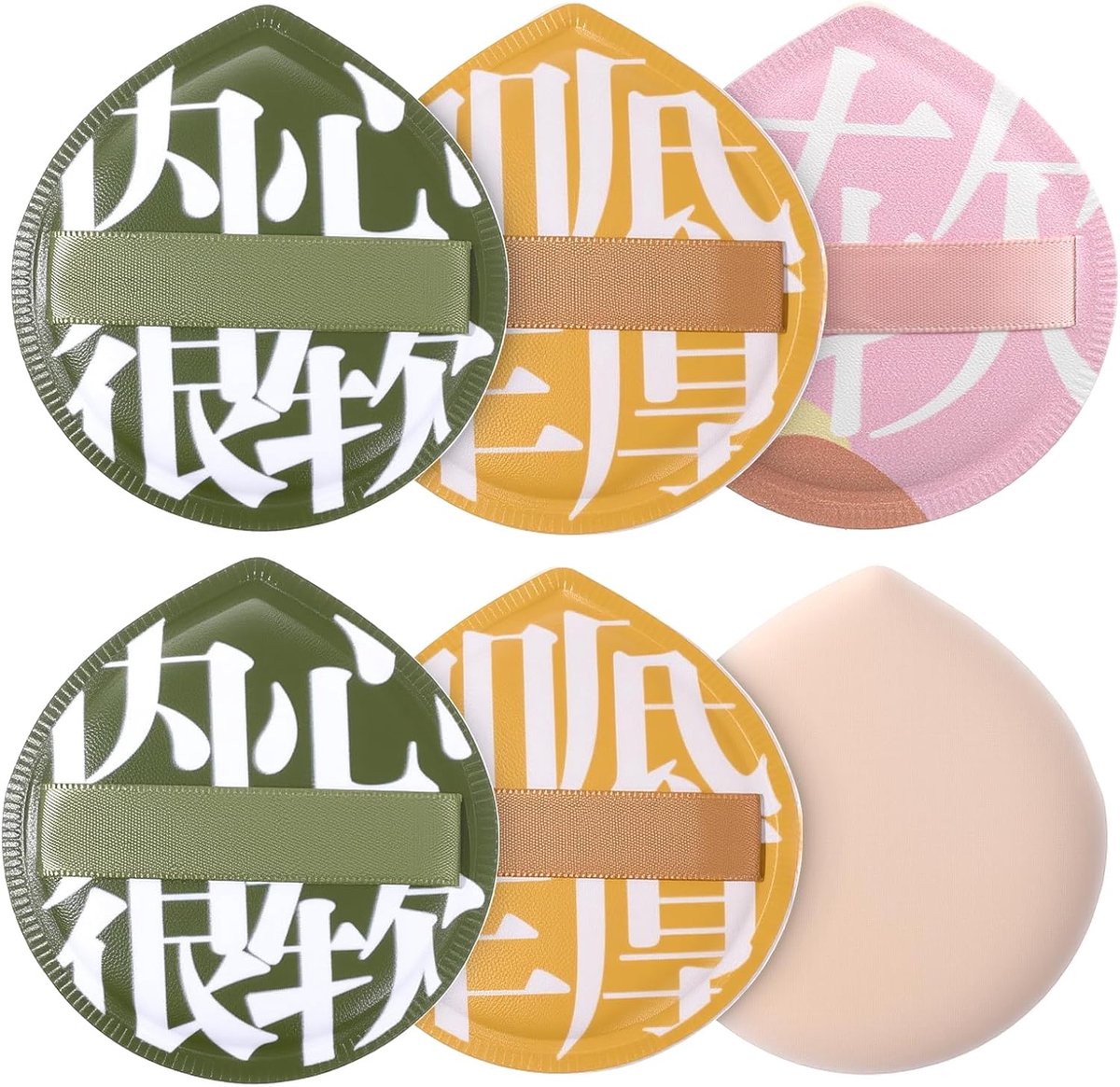 Make-up Sponges - Poederdonsjes - Make-up Aanbrengen - Set van 6 - 7.5 cm Lengte - Gekleurd