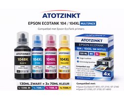 Atotzinkt Epson Eco tank 101, 102, 103 104, 104XL T104 104BK 104Y 104M 104C Huismerk