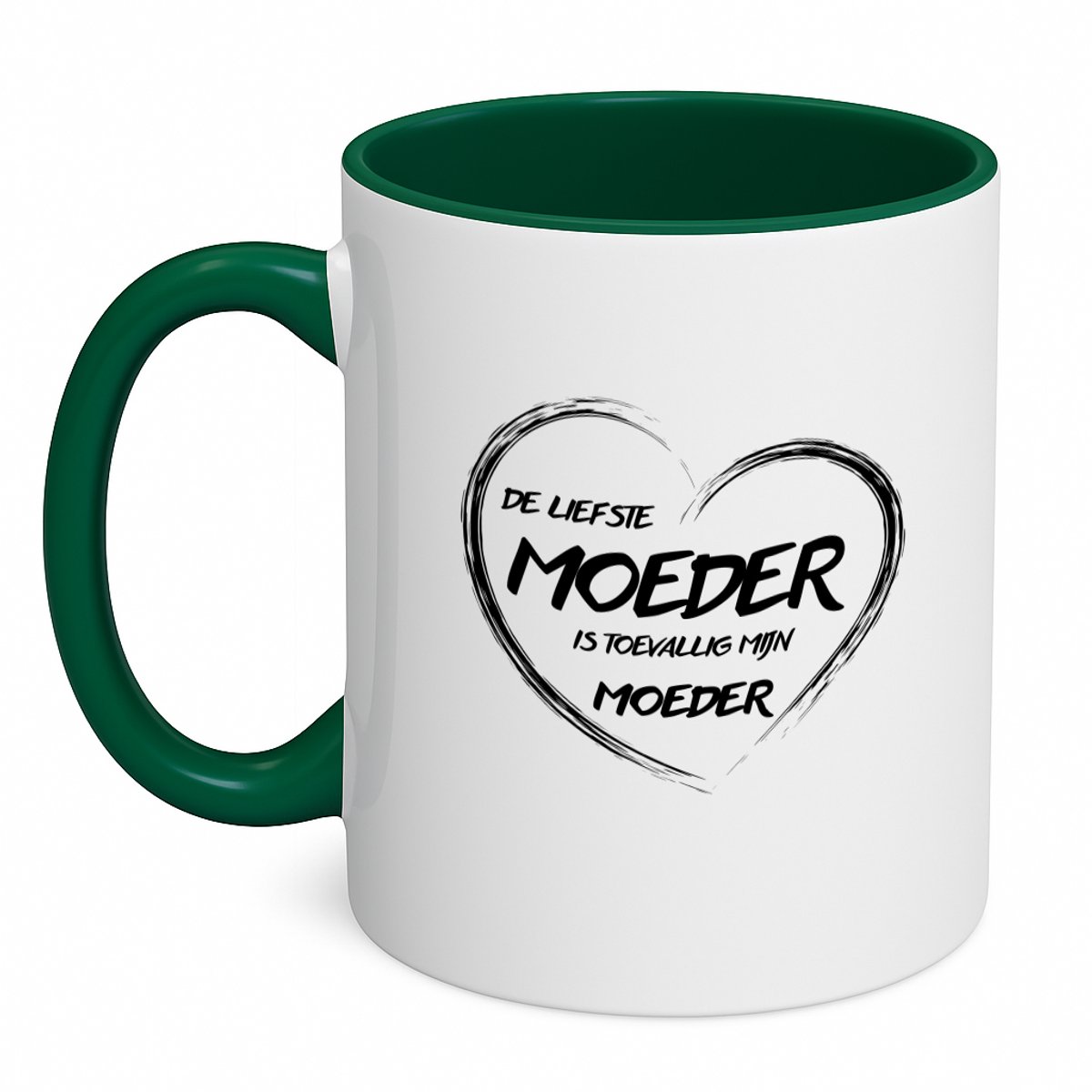 Hacebo® - De liefste moeder in zwart hart koffiebeker donker groen - Moeder - Liefste moeder - thee mok - koffie beker - moederdag cadeautje - Cadeau voor mama - Verjaardag - Geschenk - Cadeau - Gift - koffiemok - 350 ML inhoud