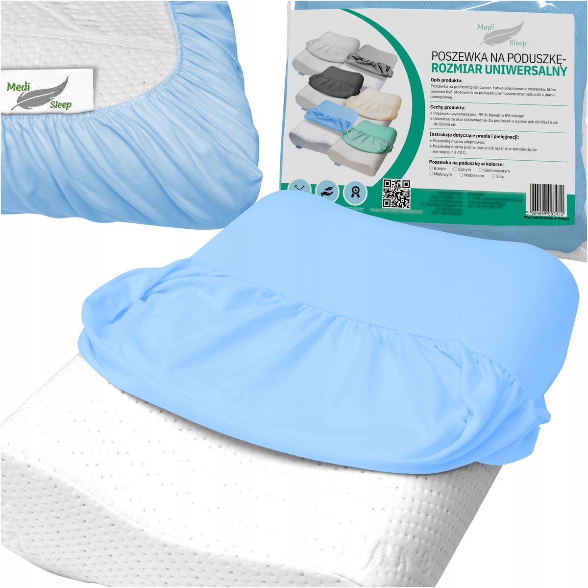 Medi Sleep - Orthopedisch kussenhoes - Blauw - Universeel - Ademend