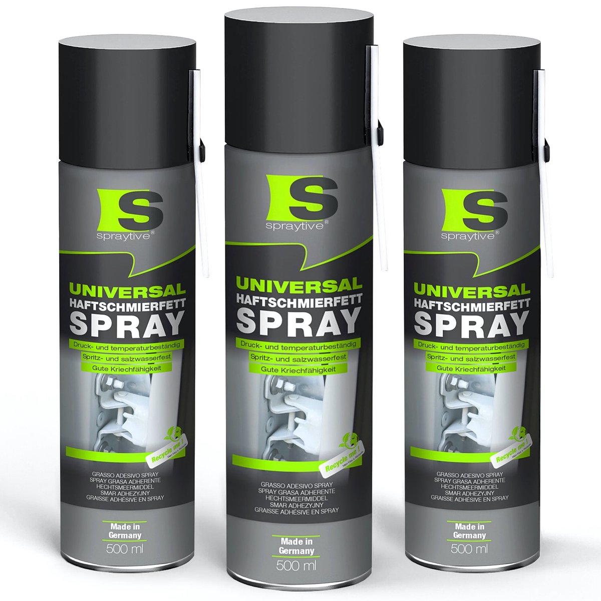 Spraytive 3x 500ml hechtsmeervet spray smeermiddel en kruipolie voor lagers scharnieren beschermt tegen slijtage en roest