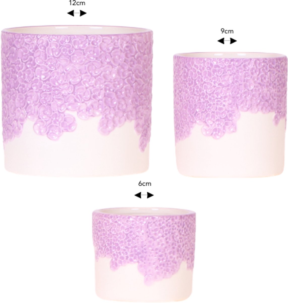 Kolibri Company | Combi deal | Bloom sierpot paars – set 6 cm + 9 cm + 12 cm