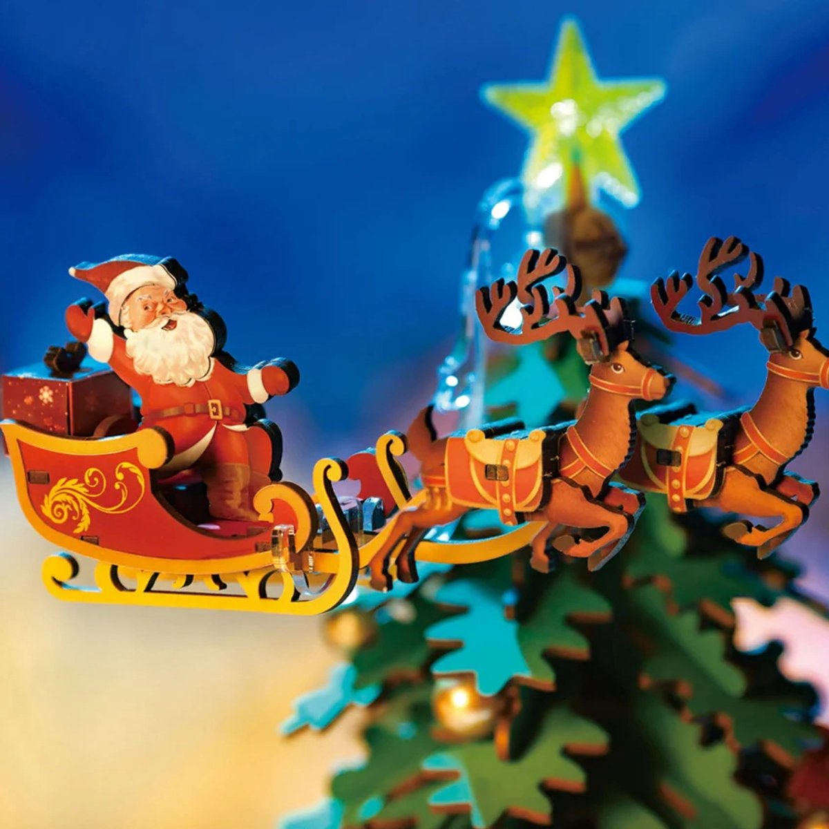 Robotime Christmas Melody Tree 3D Houten Muziekdoos – Kerstboom Bouwpakket – 319 Onderdelen - 30x30x40cm — afbeelding 19
