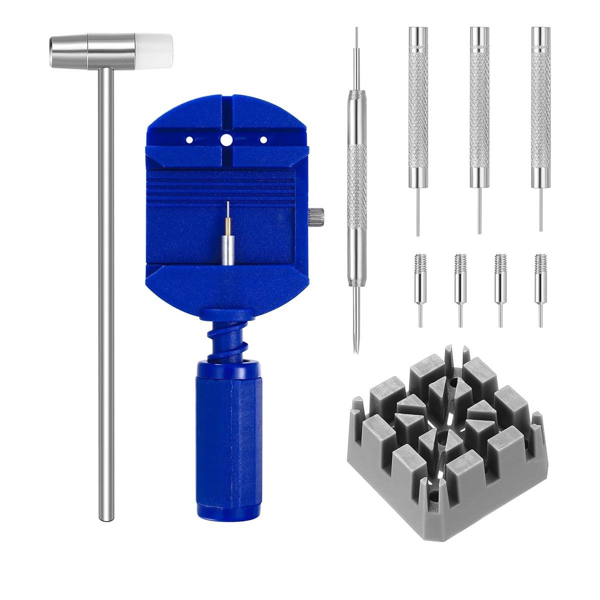 Horloge Reparatiekit - Horloge Armbandgereedschap - Stainless Steel - 12-delig - Voor Alle Horloges - Blauw