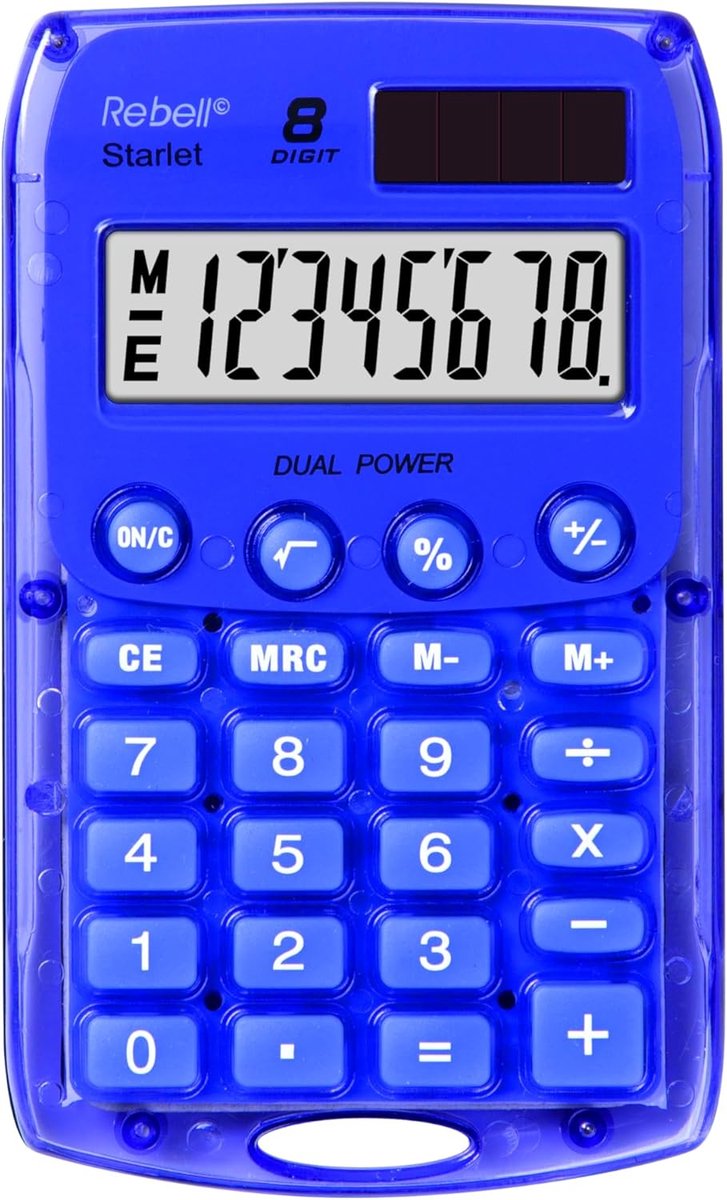 Rekenmachine 8 Cijfers - Zakrekenmachine Basis - Dagelijks Gebruik - Dual Power Zonne-energie - 16x7x1 cm - Violet