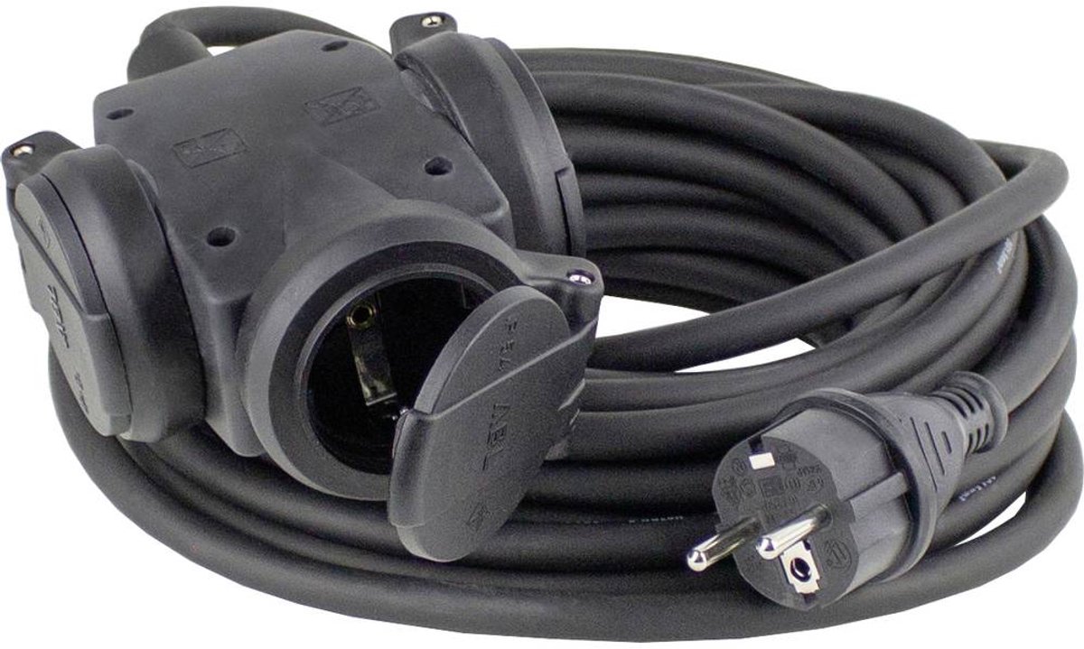 AS Schwabe 60446 Stroom Verlengkabel 16 A Zwart 10.00 m H07RN-F 3G 2,5 mm²
