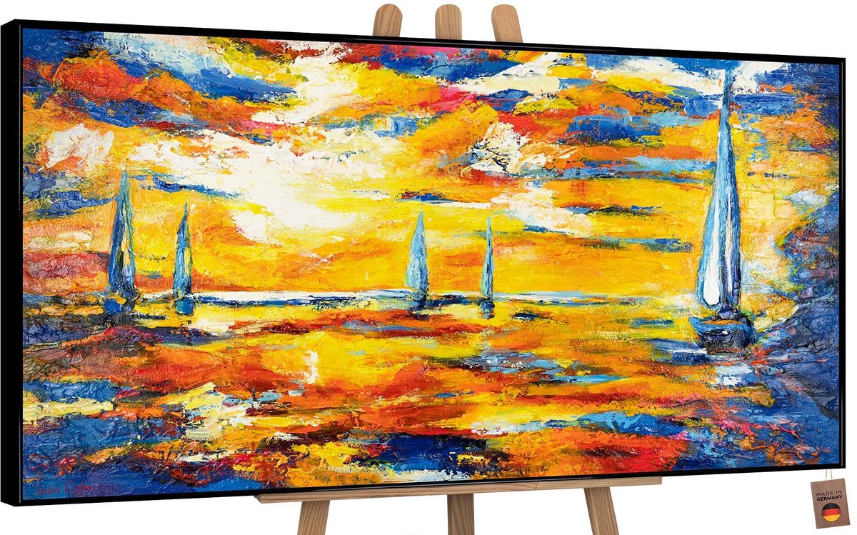 YS Canvas schilderij groot handgeschilderd zeespiegel maritiem mysterieus – YS-Art Gallery – Mysterieuze wanddecoratie voor woonkamer – Modern schilderij voor slaapkamer en hal Black