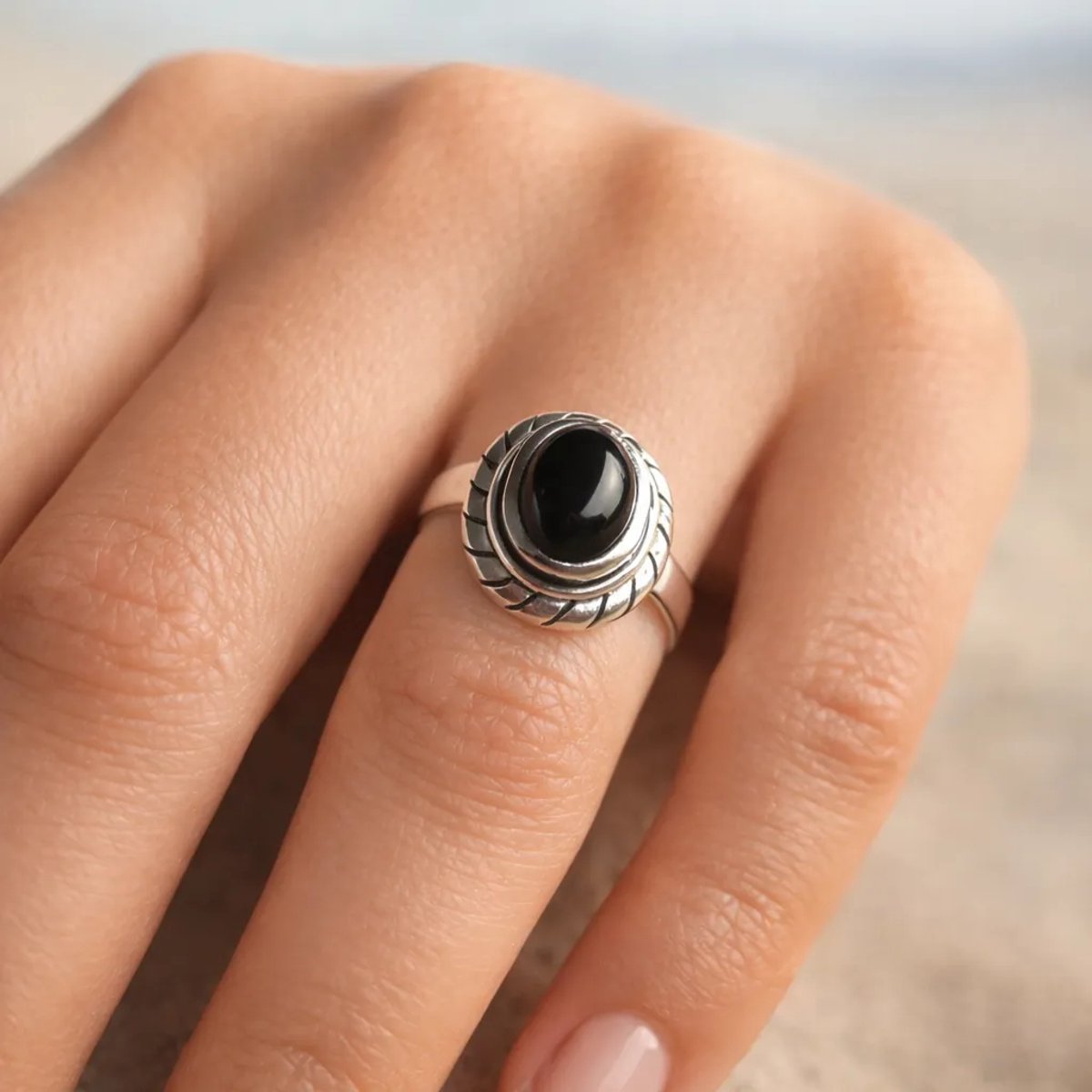 Zilveren Black Onyx ring Martina