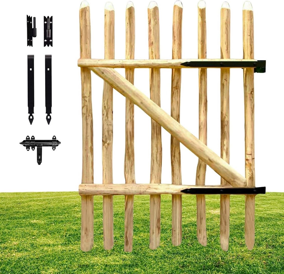 Tuindeur Hekpoort - Tuinpoort Hekdeur - Afsluiten Tuinpad - Gemaakt van Hazelaar - 100x100