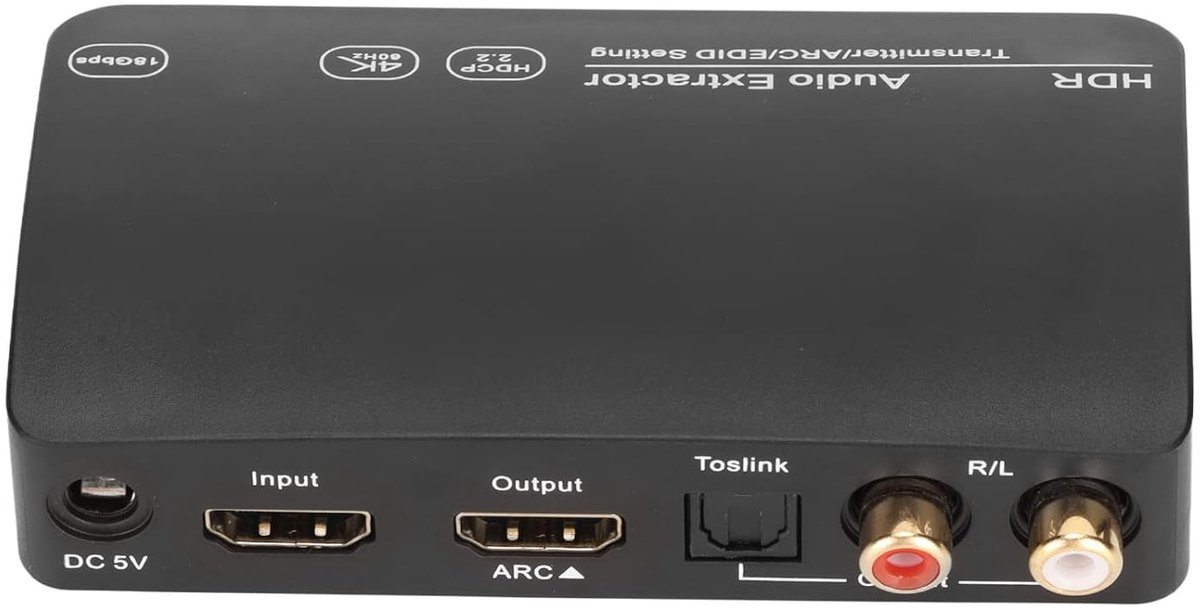 HDMI Audio Extractor - 4K HD Converter - Audio Scheiden - Drie Geluidsmodi - 15x12x6cm