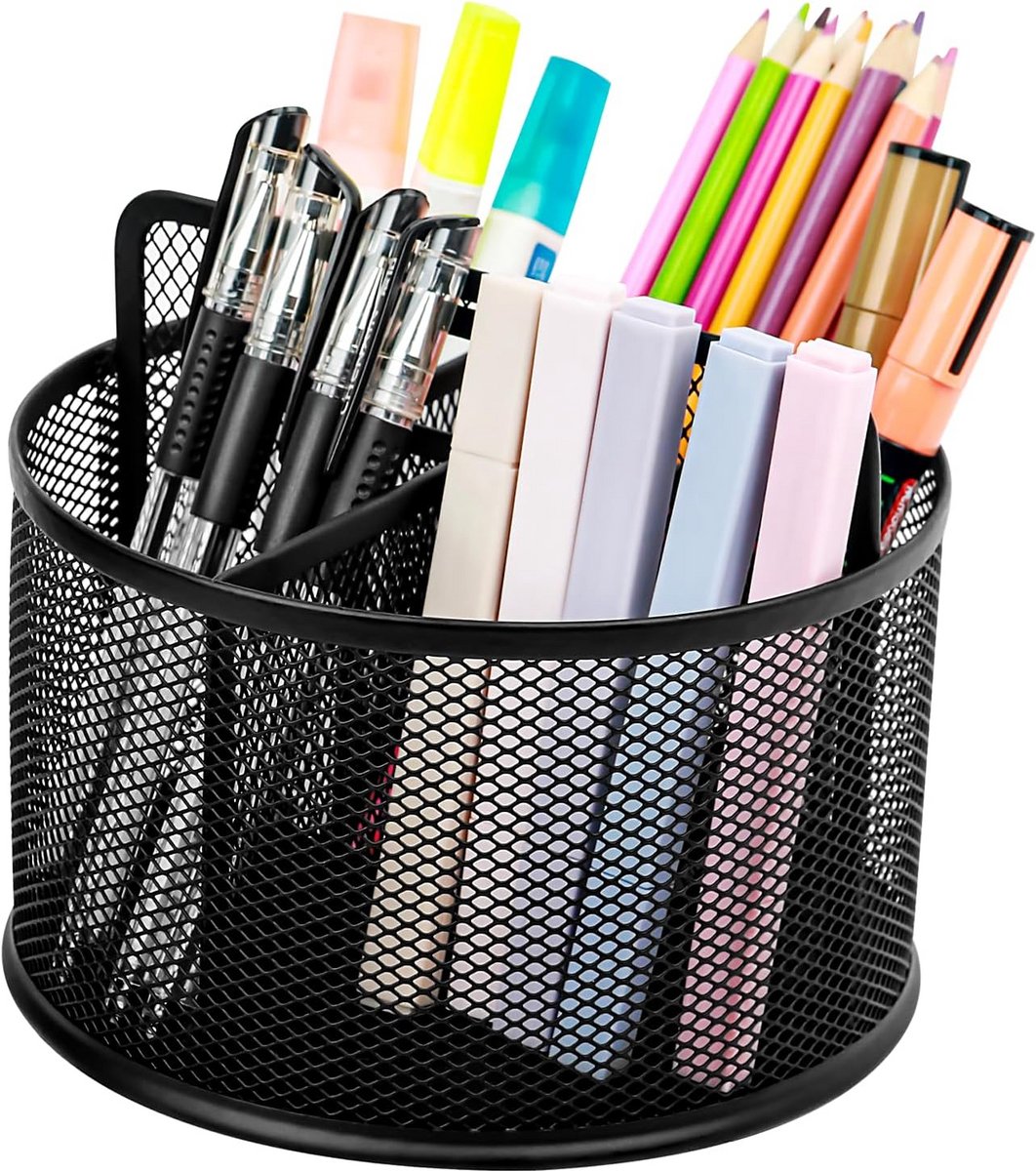 Bureau Organizer - Draaibare Houder - Kantoor Thuis - 360 Rotatie - 16x16x13 cm - Zwart