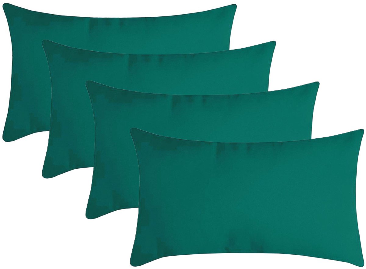 Stof Textile sierkussen Nelson - 4x - emerald groen - 30 x 50 cm - bank kussens - zitkussens - binnen/buiten - polyester