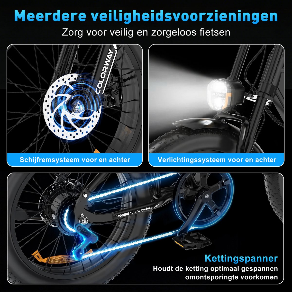 Colorway Elektrische Fiets BK29G - 20*4.0 Inch Fatbike - Mountain Snow EBike met Afneembare 36V 12Ah Lithium Batterij - City Commuter E-Bike - IP54 Waterdicht – foto 2