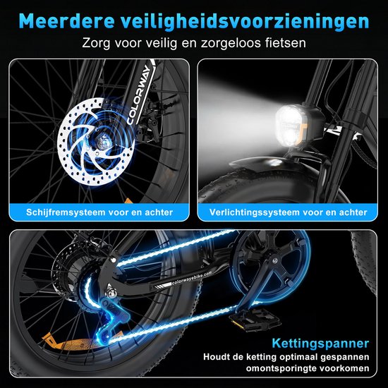 Hitway Elektrische Fiets BK6SL1 - Trendy 20*3.0 Inch Fat Tire City Commuter EBike met Afneembare 36V 15.6 Ah Lithium Batterij - Opvouwbaar Mountain E-Bike met 250W Motor - 7 Versnellingen - IP54 Waterdicht van Hitway — afbeelding 2