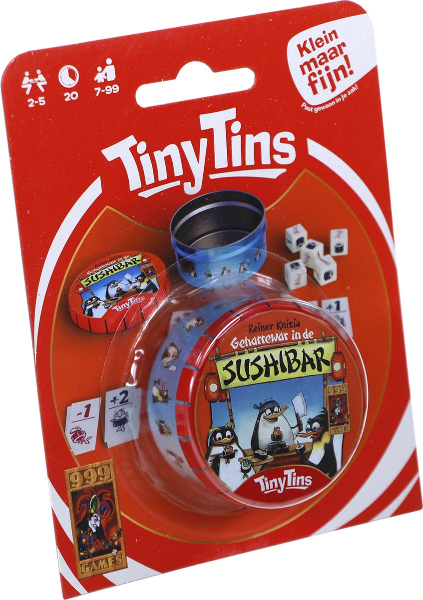 999 Games - Tiny Tins: Geharrewar in de Sushibar - Dobbelspel - Ideaal om overal mee naartoe te nemen - Reisspel - Familiespel - Klein cadeautje — afbeelding 6
