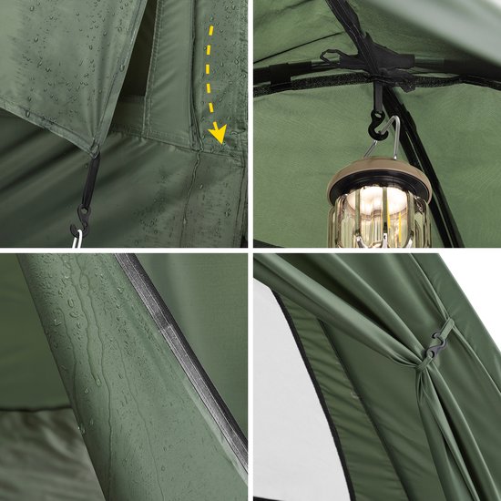 Bergson Tent - Veldbed - 4-in-1 Set - 2-Persoons - Luchtbed - Slaapzak - Waterdicht 1000 mm - Tot 300 kg - Grijs van Merkloos — afbeelding 3
