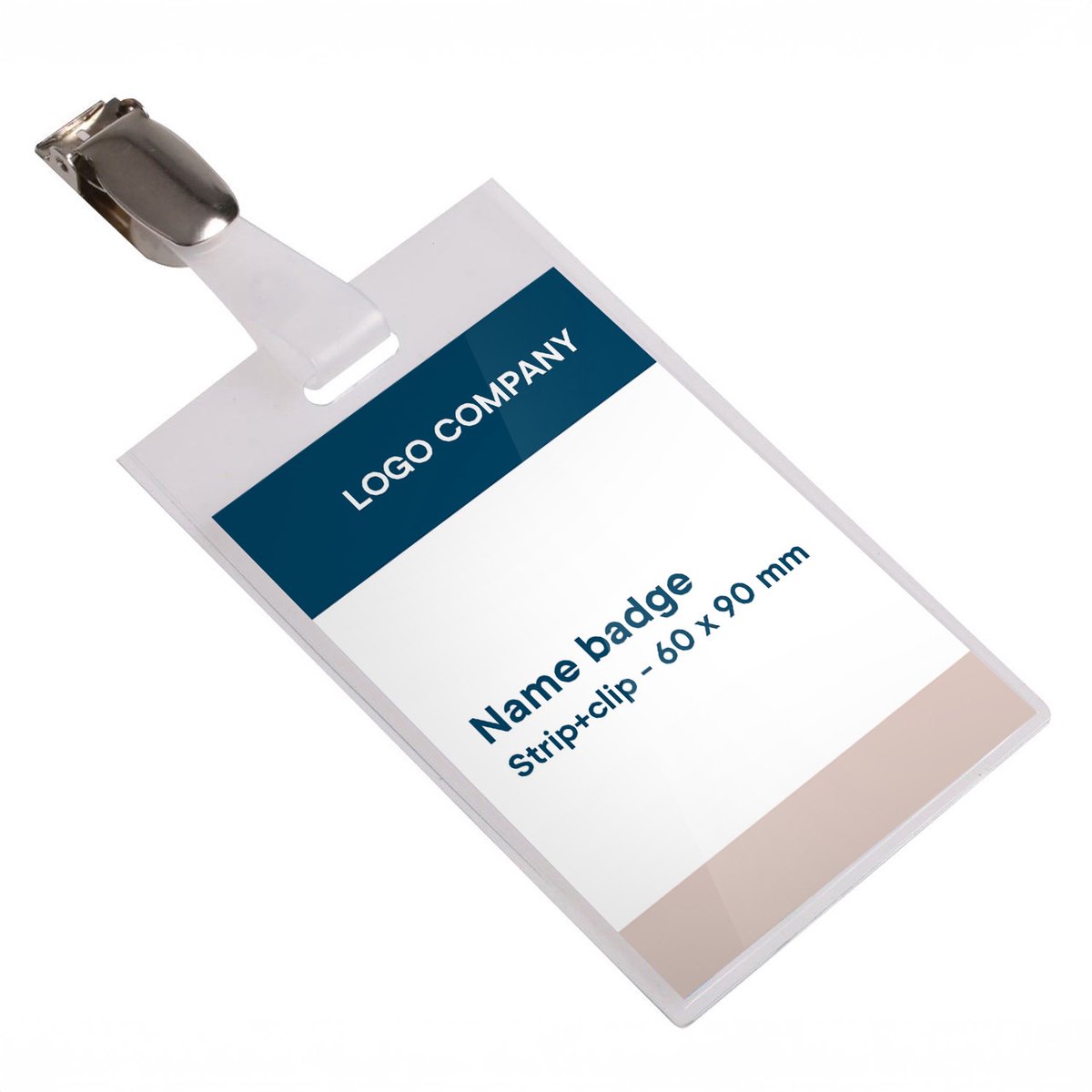 Badgehouder Europel strip + clip – 60 x 90 mm – Transparant – 24 stuks