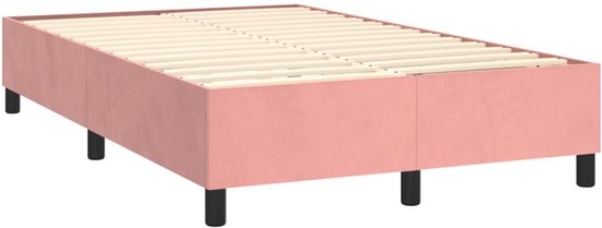 vidaXL Sommier tapissier avec matelas et velours LED Rose 120 x 200 cm