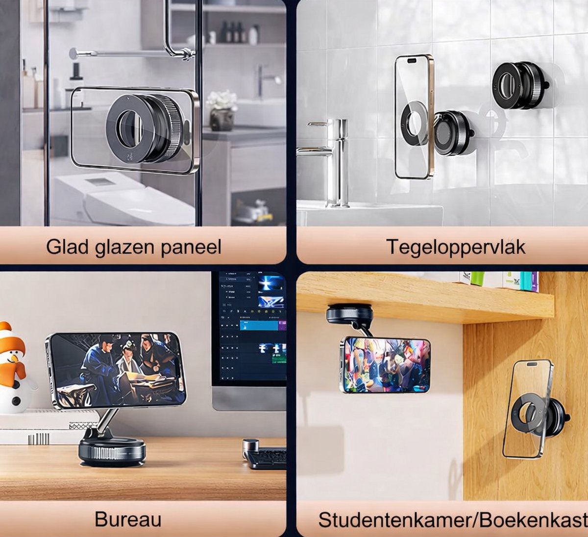 Telefoonhouder Auto 360° Magnetische en Opvouwbaar - Zuignap - Raam/Dashboard - Handsfree GSM Houder Auto - Autohouder - Mobiel Telefoon Houder - Auto Telefoonhouder - Bureauhouder – foto 4