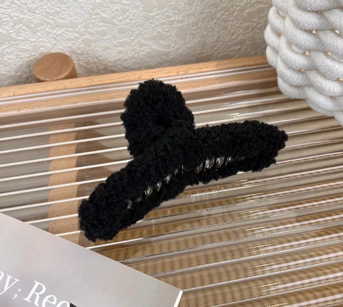 Haarclip Teddy - Fluffy - Haar Klem - Hair Clip - Zwart