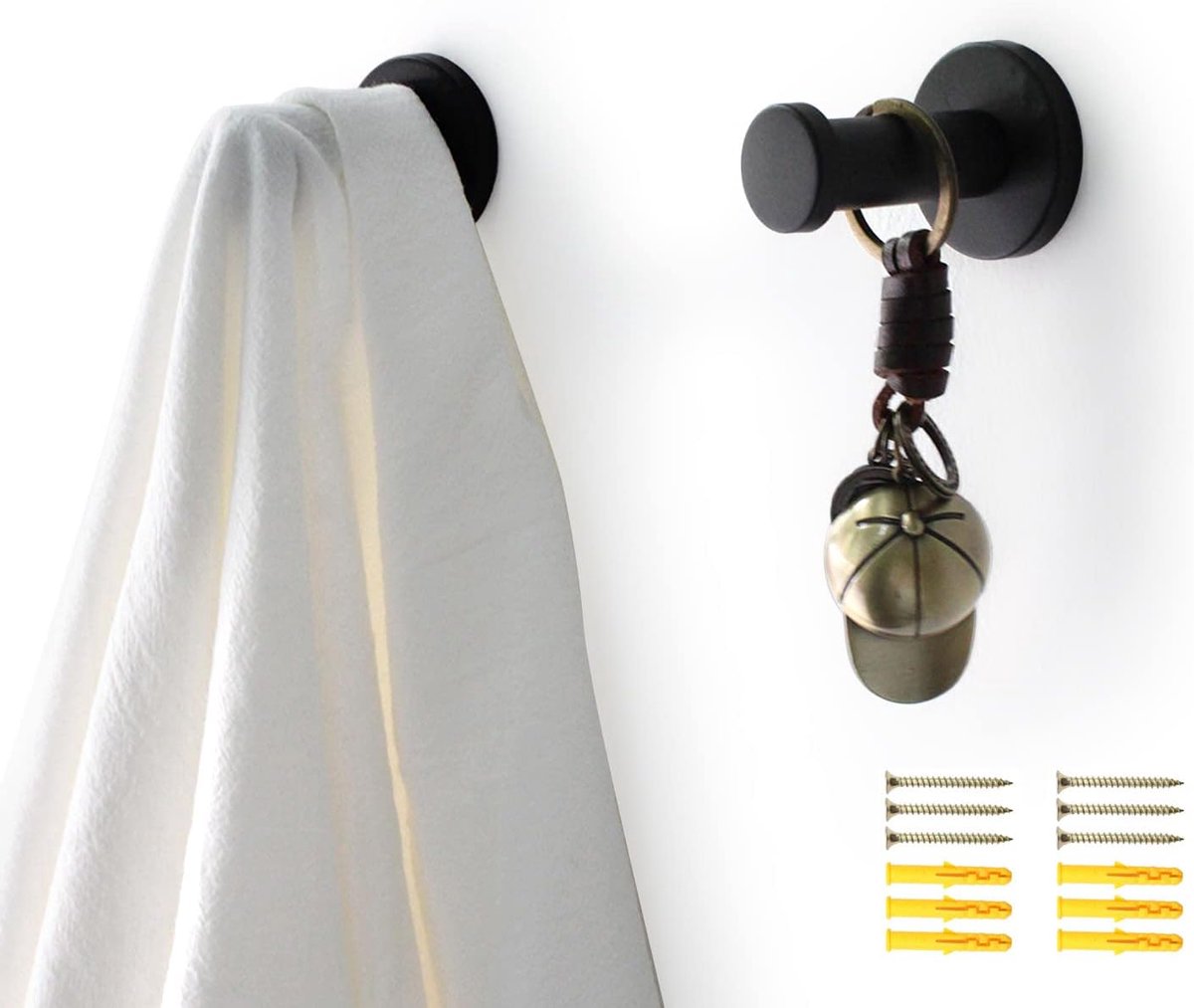 Wandhaken Set - Verborgen Ophangers - Badkamer Keuken - Roestvrij Staal - 53mm Lengte - Zwart