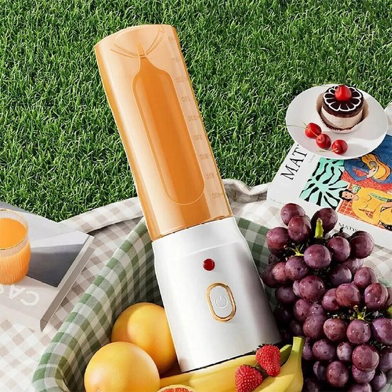 Draagbare sapcentrifuge - Draagbare mixer - Draadloze Persoonlijke Blender - 21000rpm - Wit - Dubbele beker voor sap en babyvoeding - 450ml & 180ml - Zelfreiniging met één knop van Merkloos — afbeelding 4