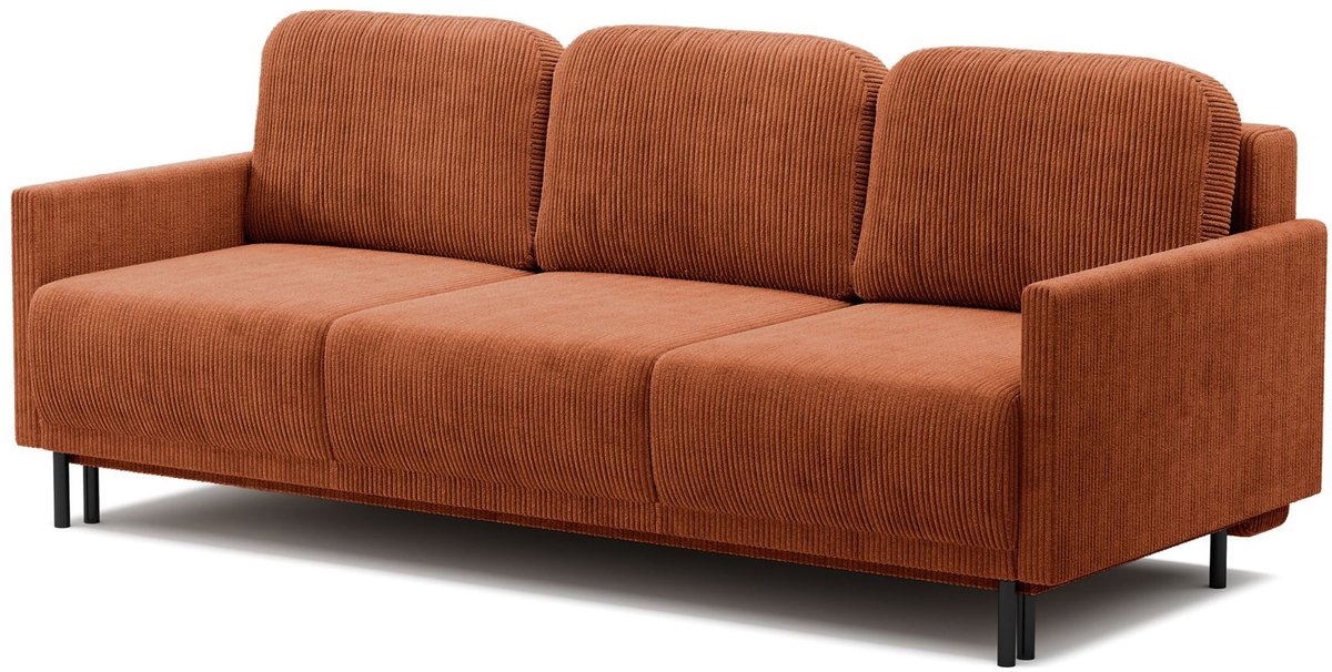 Selsey Hamiel – 3-zits slaapbank met opbergruimte, Corduroy, Koperrood