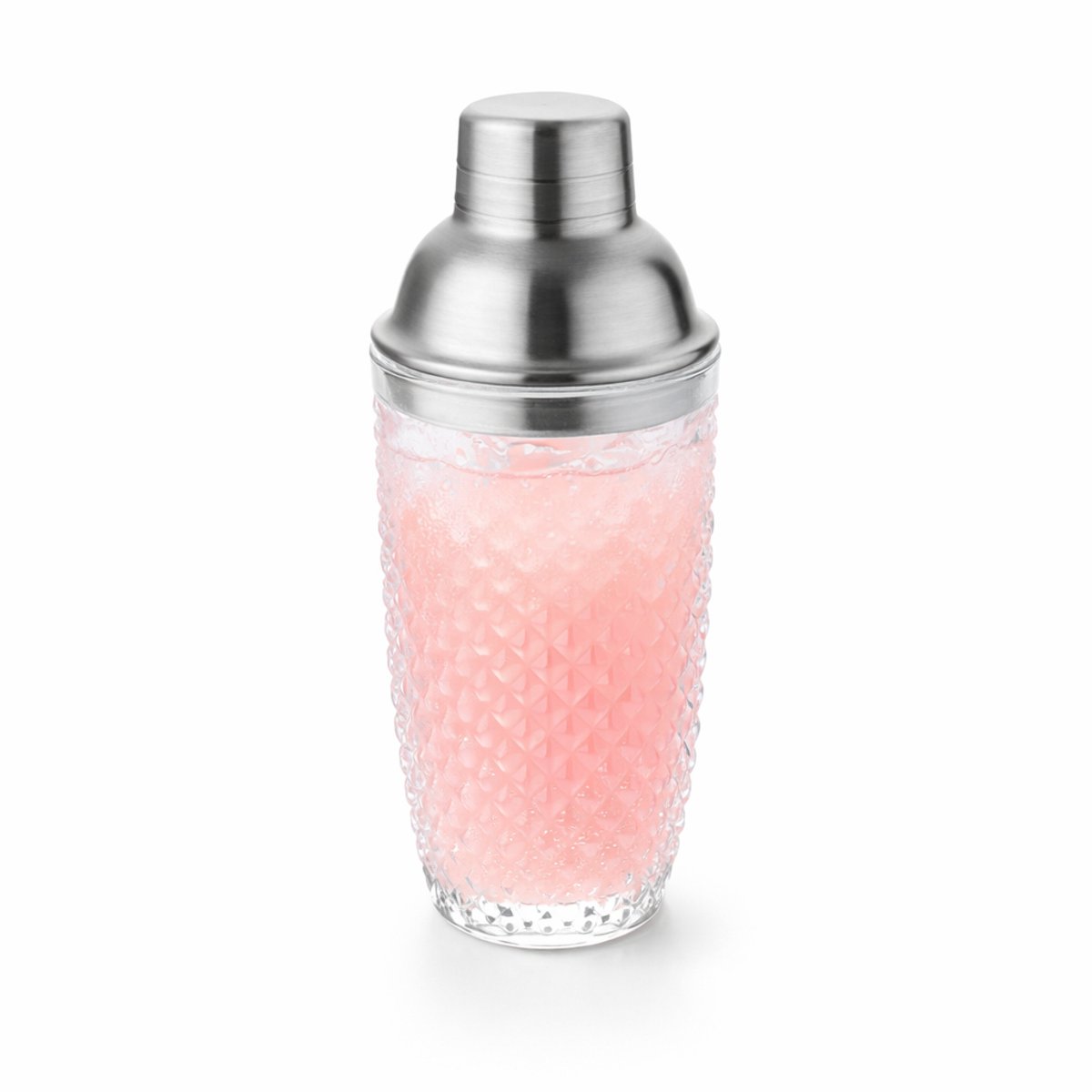 Point-Virgule cobbler shaker uit glas en geborsteld rvs 400ml