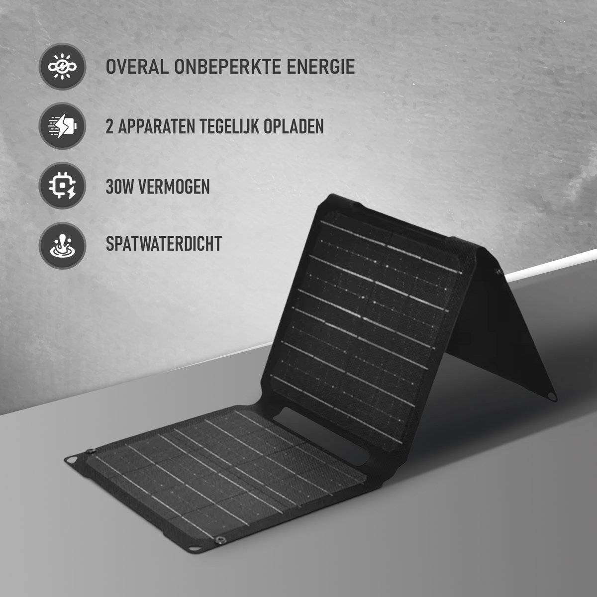 Tech Essentials 30W Draagbaar Opvouwbaar Zonnepaneel - USB & DC Output - Draagbaar - Mini - Outdoor Solar Charger voor Smartphone - Lichtgewicht - Compact — cadeau in Sport & Outdoor - foto 3
